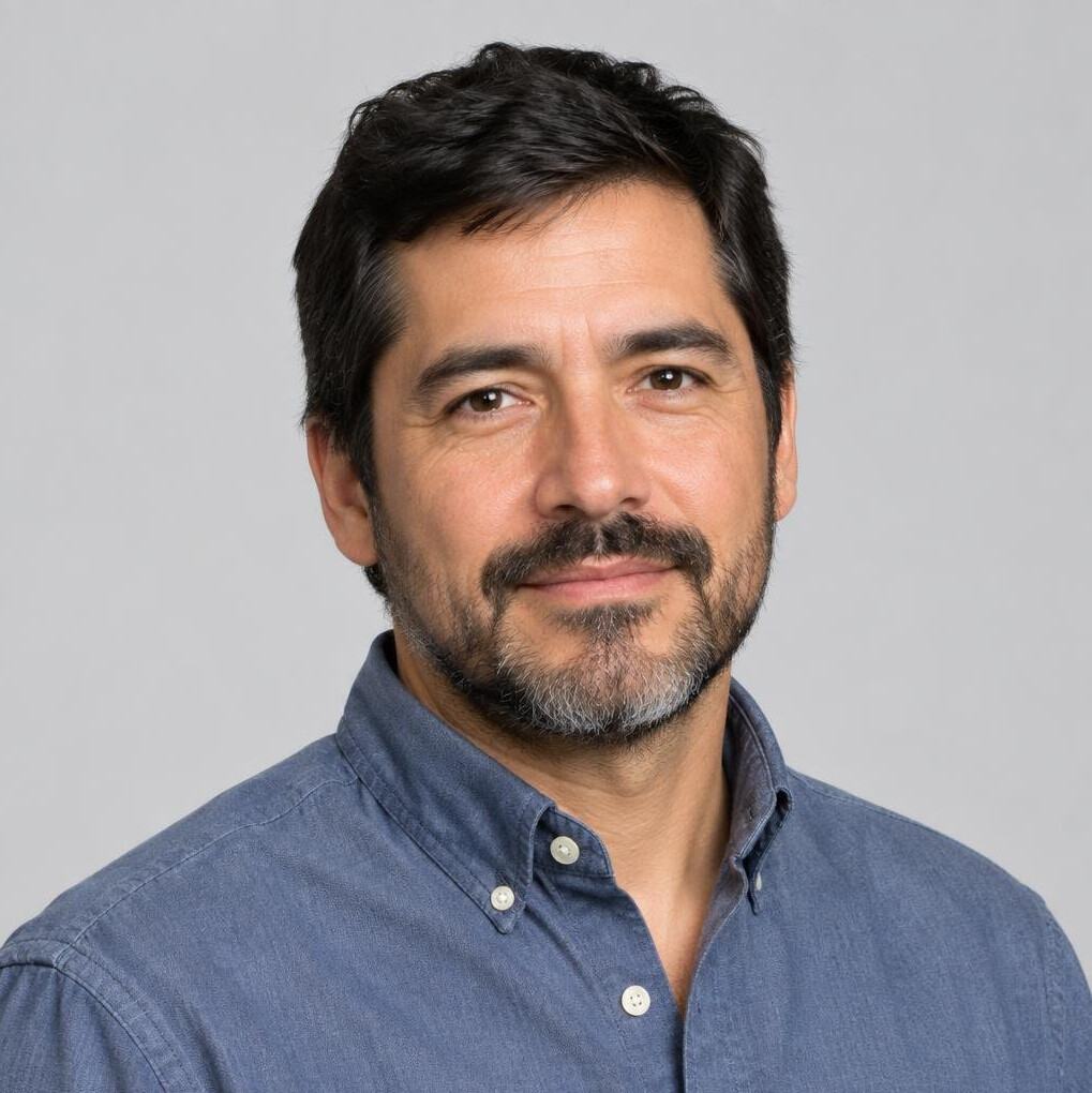 Studio portrait of a Chilean man with short beard