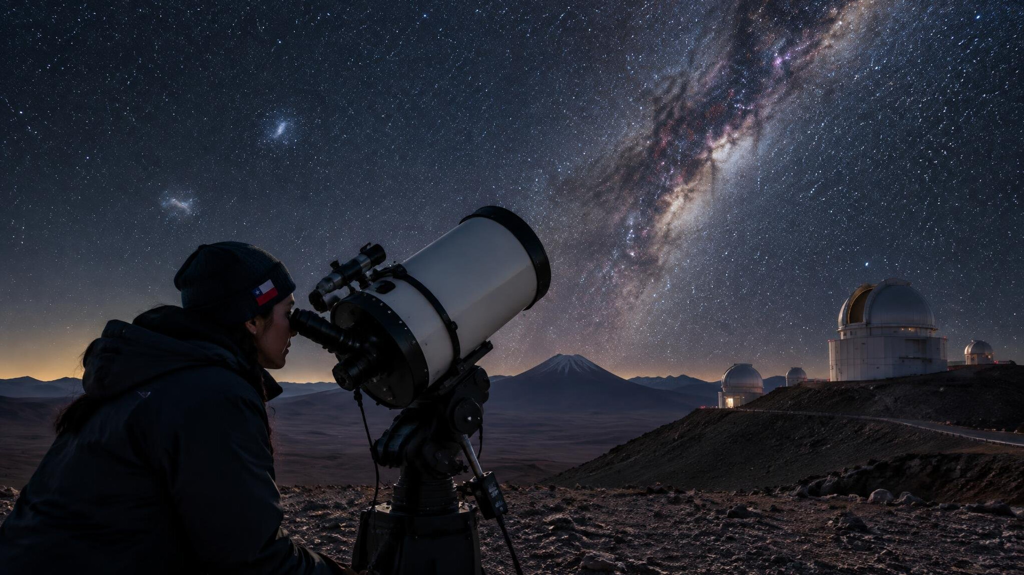 chilean astronomer at telescope